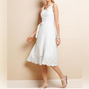 NWT Talbots Ivory Eyelet Trim midi dress